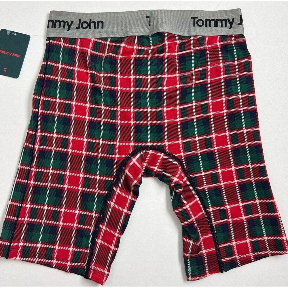 Tommy John Mens Boxer Brief Size Small Christmas Second Skin Haute Plaid Long C6